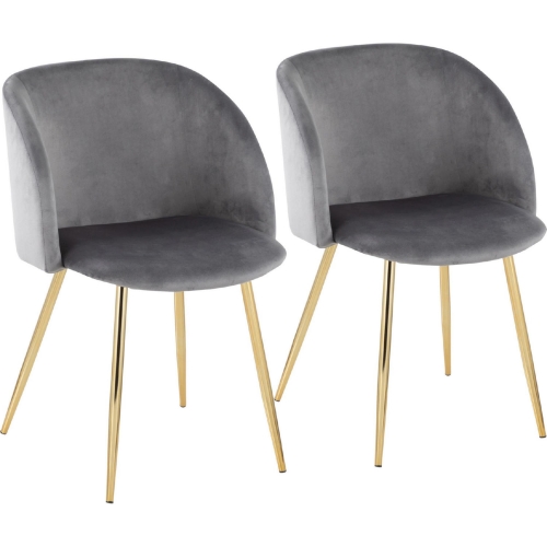 Fran Dining Chair in Silver Velvet & Metal (Set of 2)